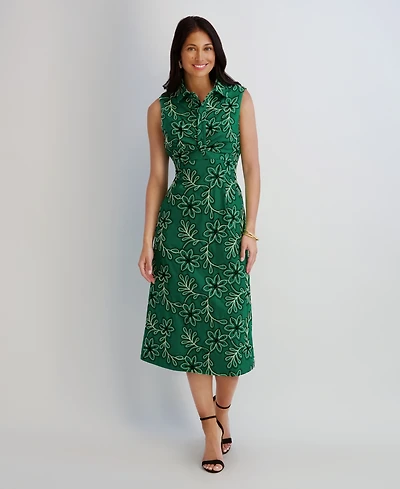 Kensie Women's Novelty Corded Woven Collared Midi Dress