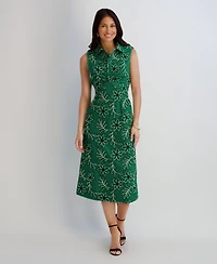 Kensie Women's Novelty Corded Woven Collared Midi Dress