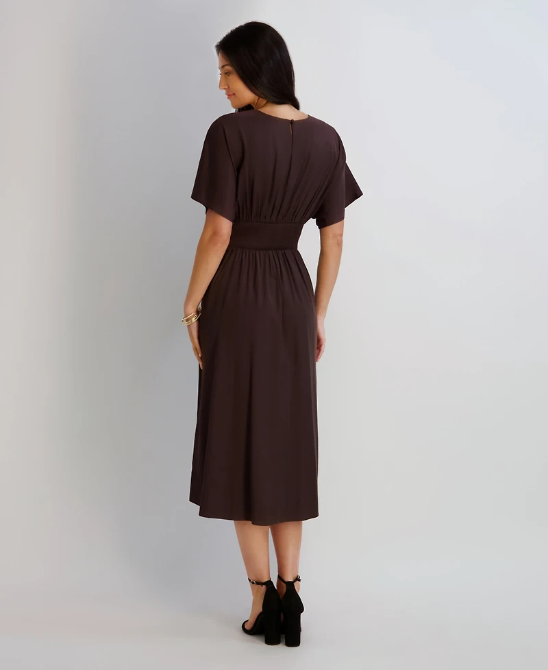 kensie Women's Dolman-Sleeve Cinched-Waist Midi Dress