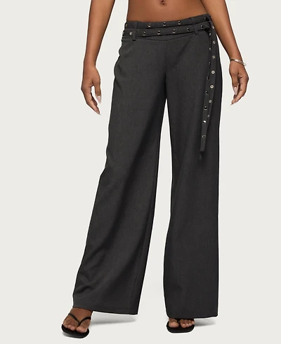 Edikted Women's Cruz Double Belt Baggy Tailored Pants
