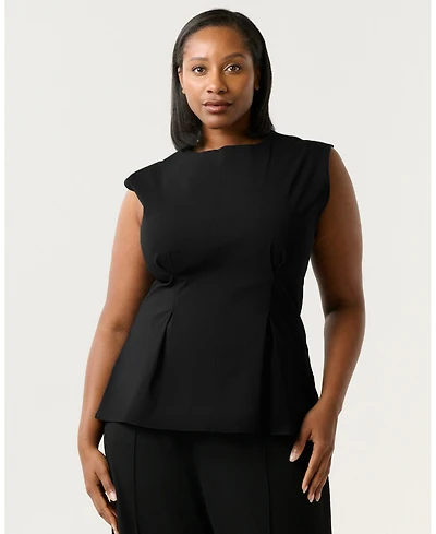 Estelle Women's Plus Hallie High-Neck Sleeveless Peplum Top