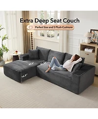 Gaomon Cloud Sectional Couch with L-Shape Chaise- Modern Plush Corduroy Sofa for Living Room