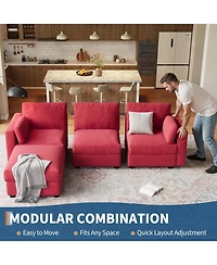 Gaomon Modular Sectional Sofa L-Shaped Couch with Movable Ottoman- Convertible Chenille Sofa