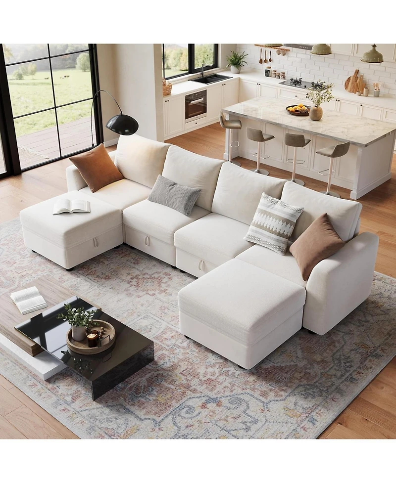 Gaomon Modular Sectional Sofa-Cloud Sectional Couches- Couch Sectional with Large Storage and Ottoman for Living Room, L-Shape