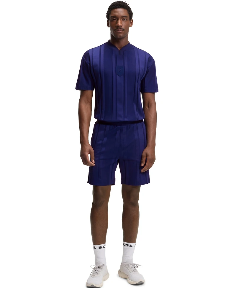 Boss by Hugo Men's Cotton-Jersey Lustrous Stripe Shorts