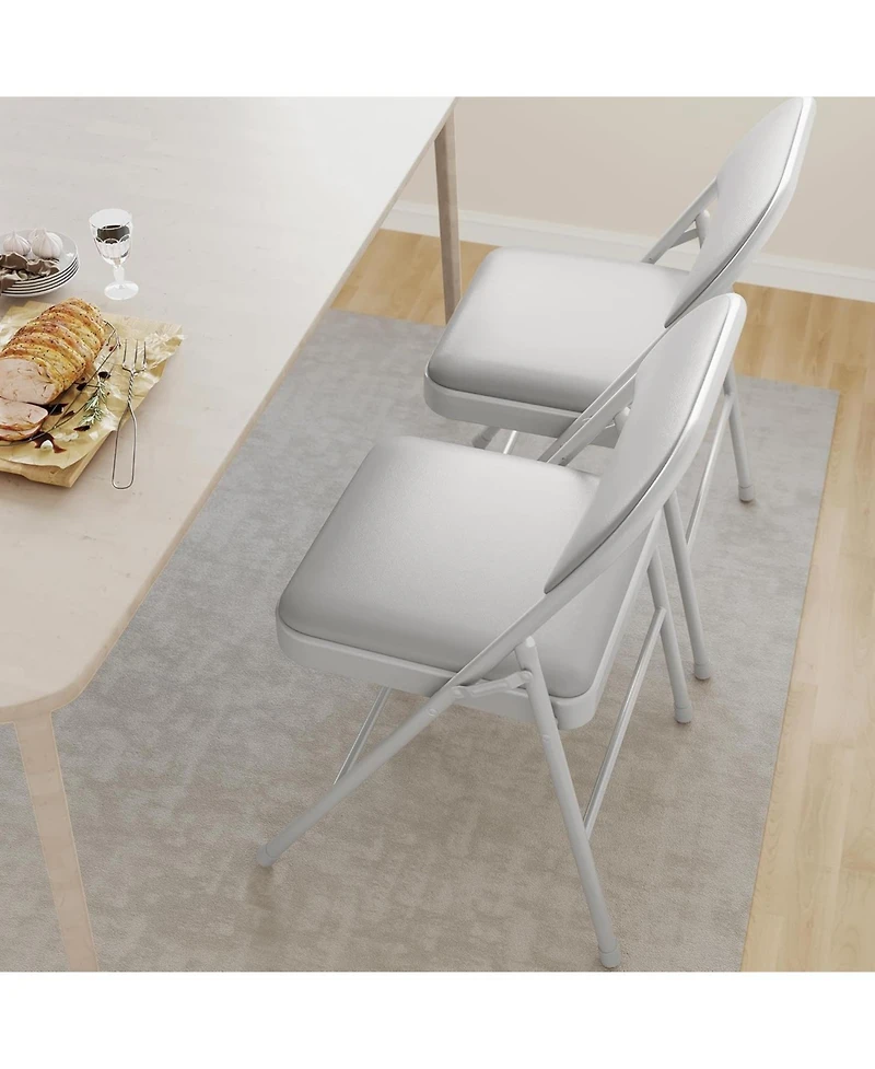 gaomon Folding Chairs 4 Pack With Padded Cushion and Back,Foldable Chair With Metal Frame Hold Up to 350 Pounds,Portable Folding Chair Suitable