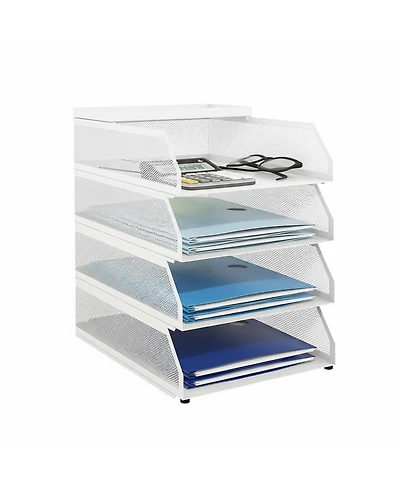 Yigii 4-tier Stackable Metal Mesh Desk Organizer Trays File Document Storage Rack