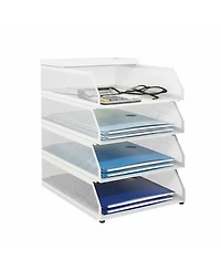 Yigii 4-tier Stackable Metal Mesh Desk Organizer Trays File Document Storage Rack
