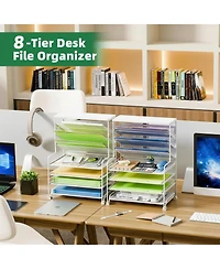 Yigii 7 Tier Desk File Organizer 2 Pack Letter Tray Paper Mesh Office Home School
