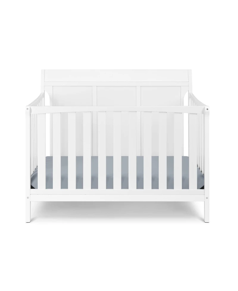 flynama 4in1 Convertible Crib Modern Sleigh Style Solid Headboard Split Panel Design Three Adjustable Mattress Heights for Baby Nursery