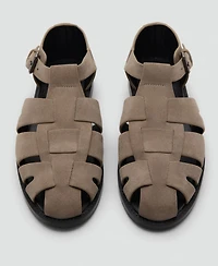 Mango Men's Suede Leather Fisherman Sandals