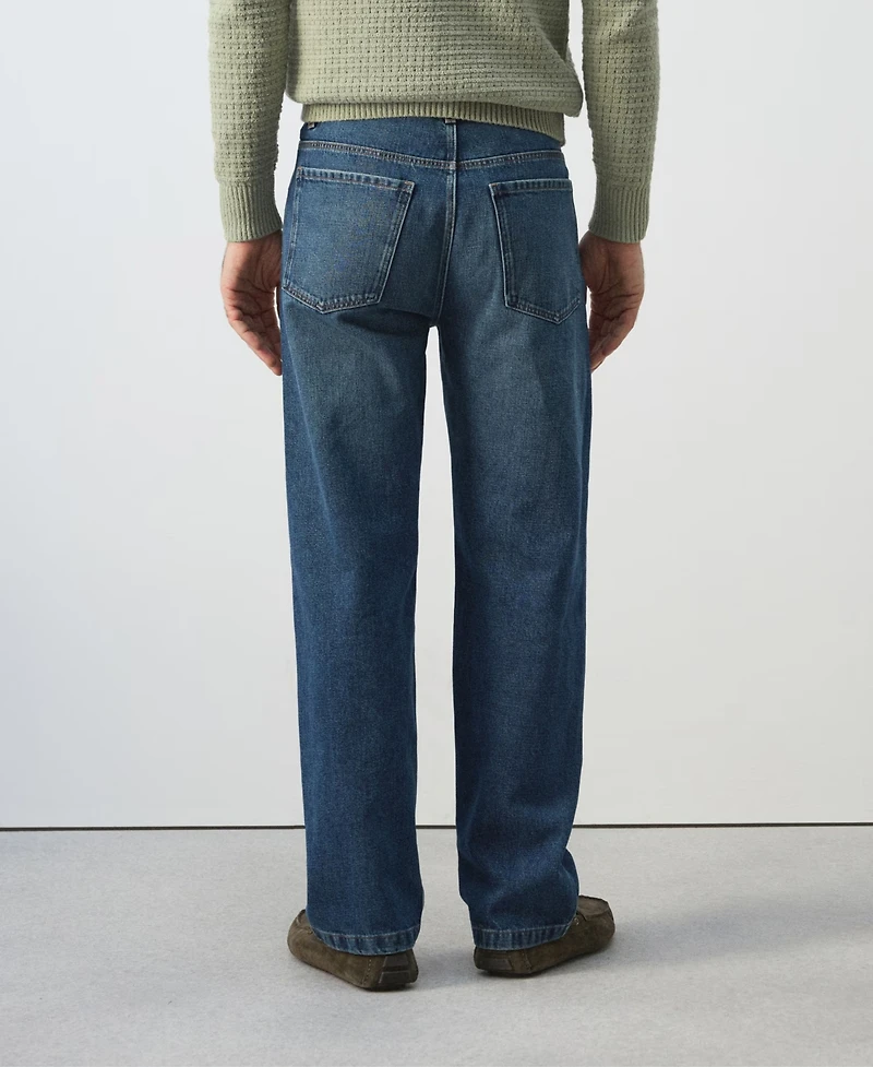 Mango Men's Straight Fit Cotton-Linen Jeans