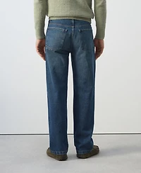 Mango Men's Straight Fit Cotton-Linen Jeans