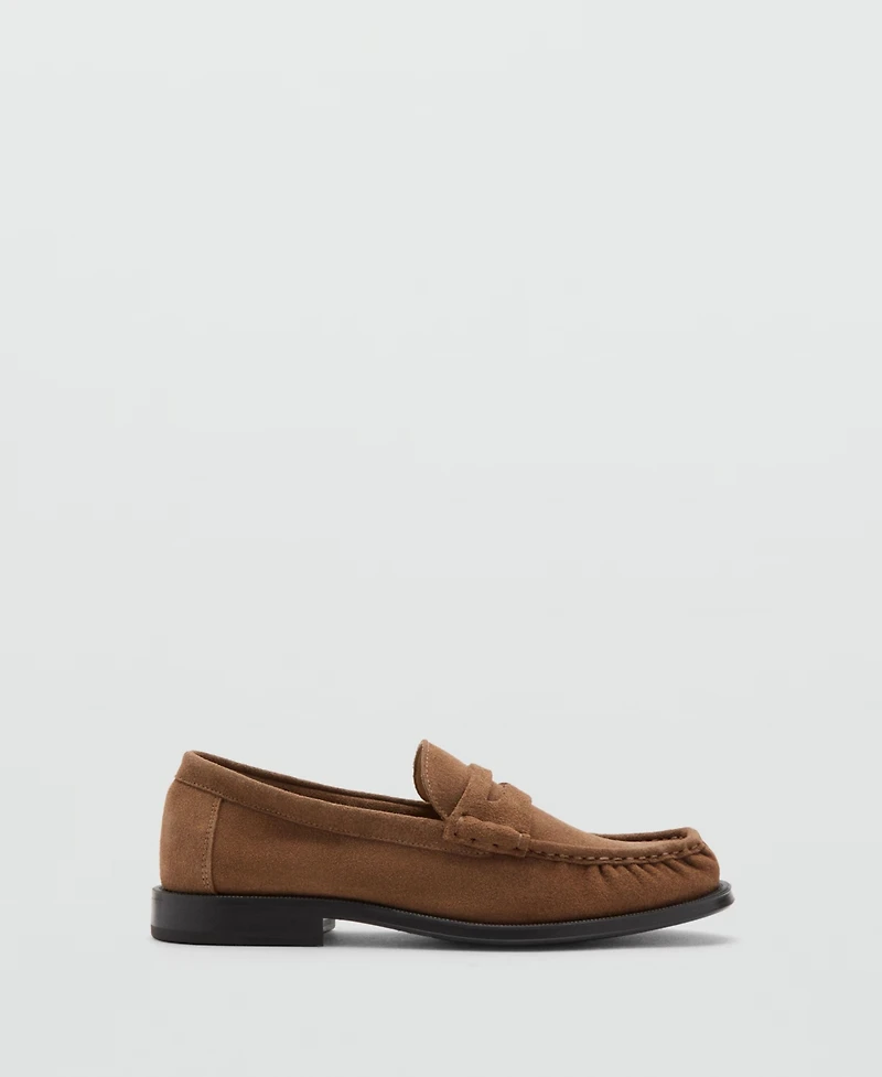 Mango Men's Ruched Suede Leather Loafers