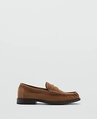 Mango Men's Ruched Suede Leather Loafers