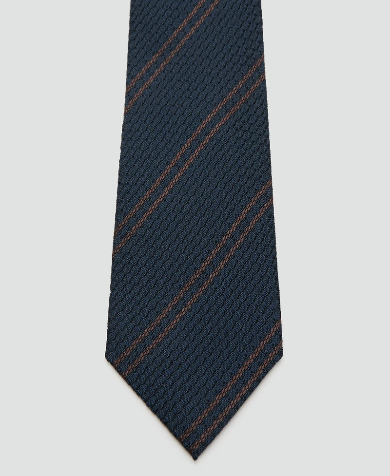 Mango Men's Silk Microstructure Stripes Tie