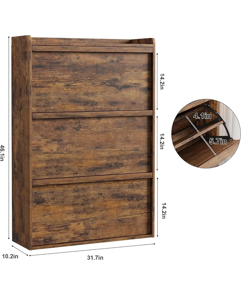 Homfan Shoe Cabinet with 3 Flip Drawers, Hidden Shoe Storage Organizer for Entryway, Shoe Rack with Adjustable Shelf