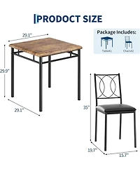 gaomon Dining Table Set for 2, Small Kitchen Table with Upholstered Chairs, Farmhouse Wood Dining Table Chairs for Kitchen Room, Small Spaces