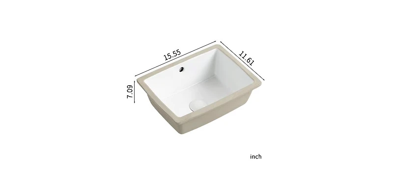 Busdays 16 Inch Rectangle Undermount Bathroom Sink Under Counter Vanity Sink Opening Size White Porcelain Basin Sink Para Banos