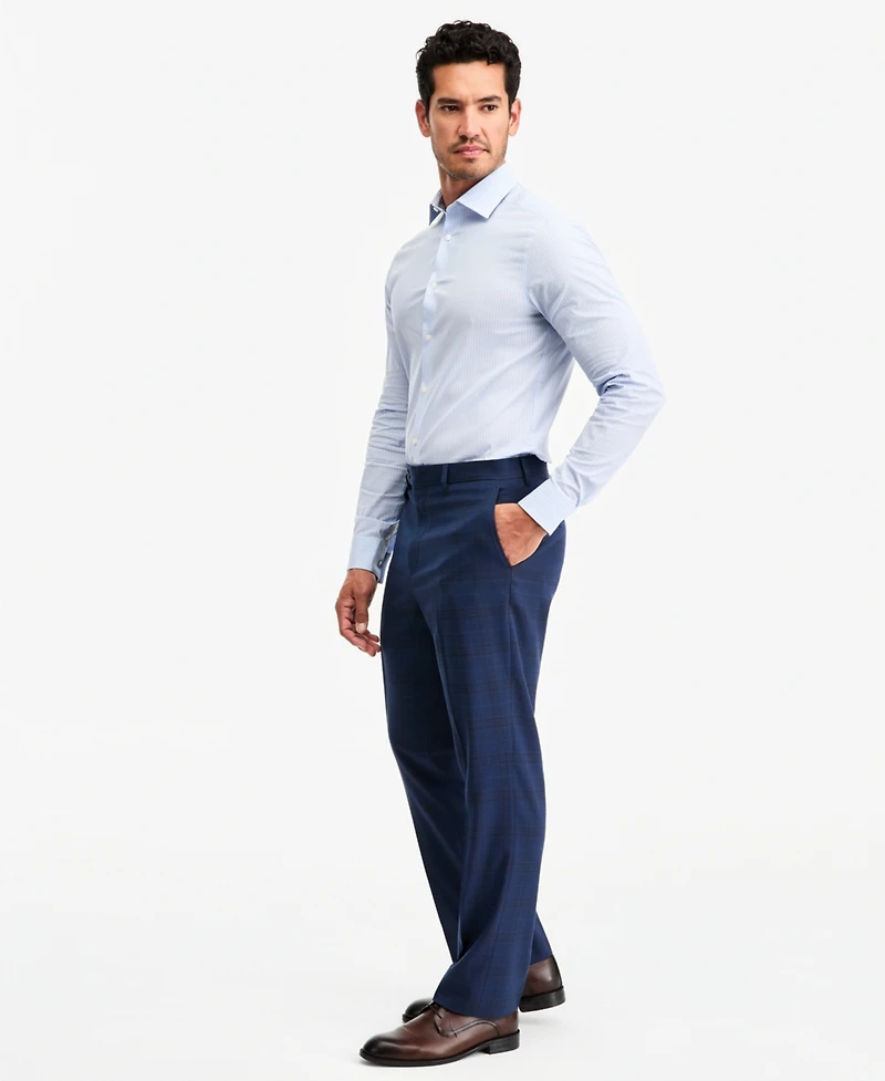 Tayion Collection Men's Classic-Fit Blue & Red Plaid Suit Separate Pants