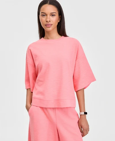 Id Ideology Women's Rub Slub Short Sleeve Top, Macy's Exclusive