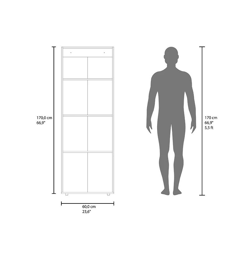 Flynama Armoire 66.9 Inch High 3 Doors 3 Shelves Bedroom Storage Cabinet with Spacious Internal Shelving
