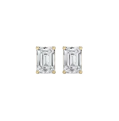Dloria Valentina Moissanite 1 ct. Emerald Cut Stud Earrings in Gold Vermeil