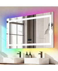 Luvod 48"x24" Rectangle Smart Led Bathroom Mirror Smart Led Bathroom Mirror Digital Display Anti Fog Memory Function