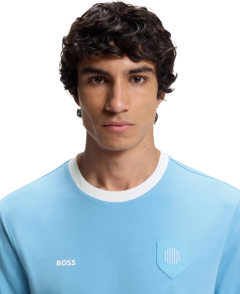 Boss by Hugo Men's Stretch-Cotton Argentina Country Flag Logo T-Shirt