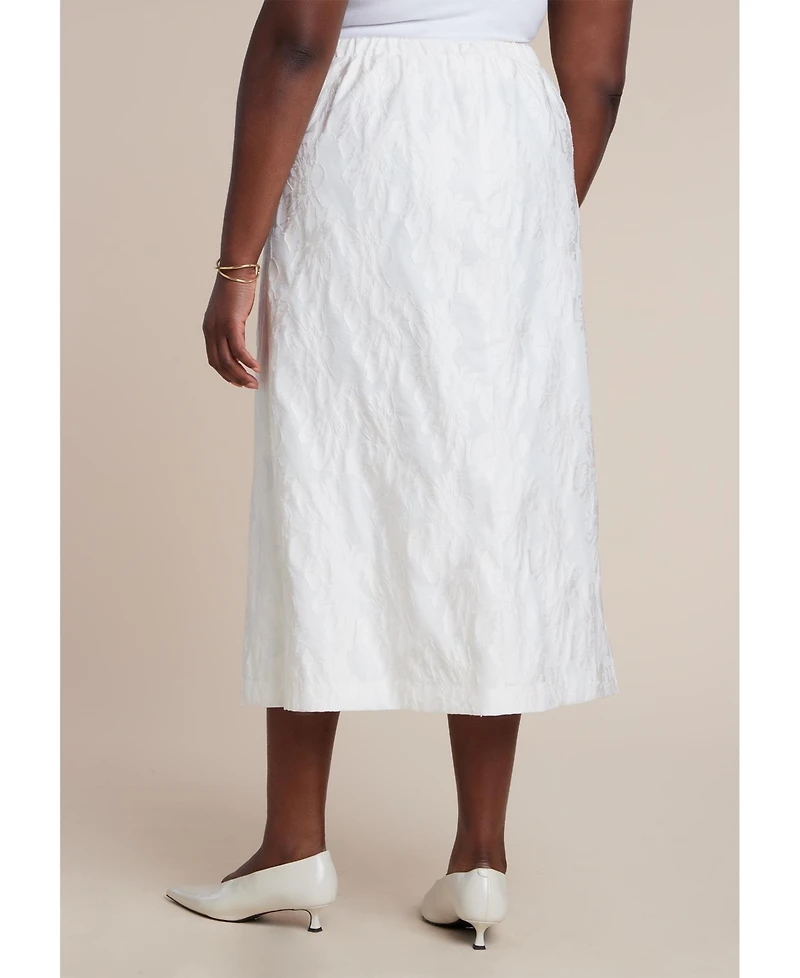 Eloquii Women's Floral Jacquard A Line Skirt