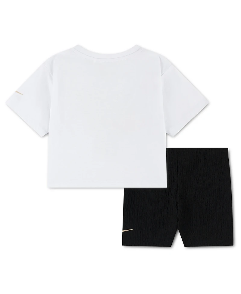 Nike Girls' 2T-4T Short-Sleeve T-Shirt and Shorts, 2-Piece Set