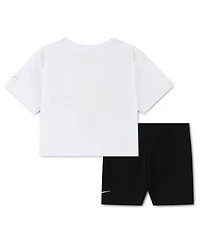 Nike Girls' 2T-4T Short-Sleeve T-Shirt and Shorts, 2-Piece Set