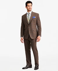 Tayion Collection Men's Classic-Fit Brown Plaid Suit Separate Jacket