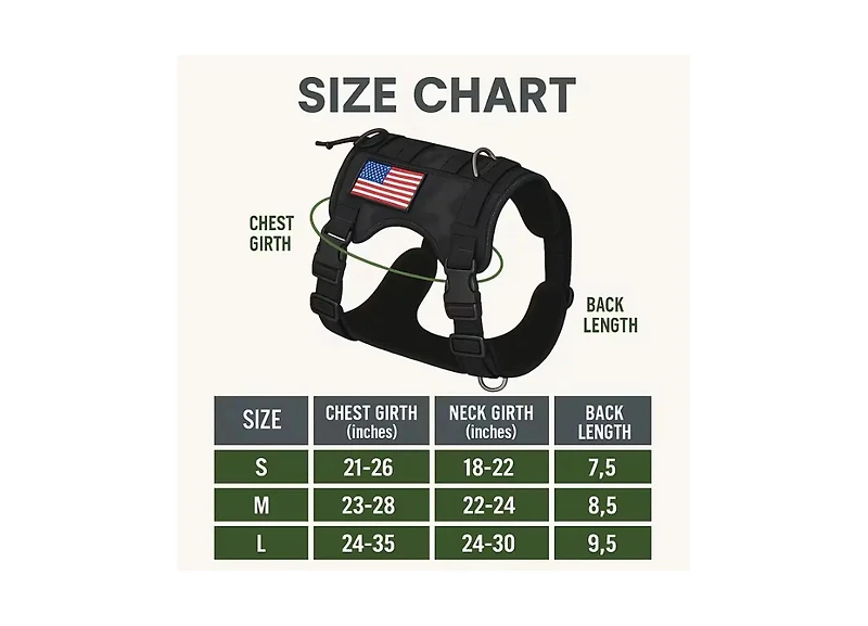 Dg-hrnss-blk Durable Tactical Dog Harness Breeds, Featuring an Adjustable Vest with Handle, Camouflage Patches