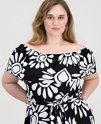 Jolie & Joy Trendy Plus Size Off-The-Shoulder Jumpsuit