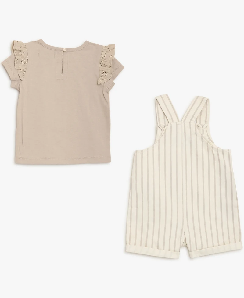 7 For All Mankind Baby Girls' Short-Sleeve T-Shirt and Overall, 2-Piece Set