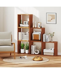 Slickblue 3 Cube Stacking Wood Bookcase Open Slatted Storage Organizer