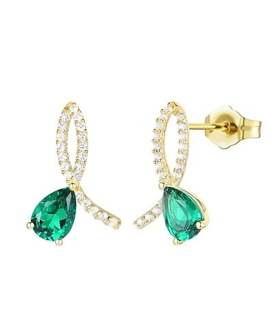 Macy's Lab Grown Ruby (1-3/4 ct. t.w.) & White Sapphire (1/3 Earrings 14k Gold Over Sterling Silver (Also Available