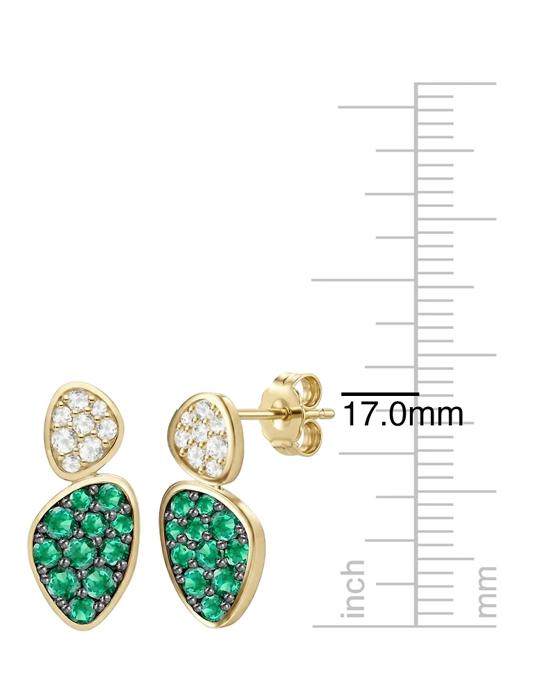 Macy's Lab Grown Ruby (1 ct. t.w.) & White Sapphire (1/3 Earrings 14k Gold Over Sterling Silver (Also Available Emerald Sa