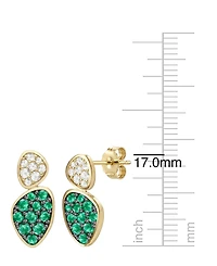 Macy's Lab Grown Ruby (1 ct. t.w.) & White Sapphire (1/3 Earrings 14k Gold Over Sterling Silver (Also Available Emerald Sa