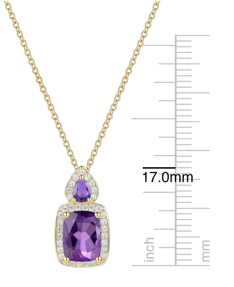 Macy's Amethyst (1-3/8 ct. t.w.) & Lab Grown White Sapphire (1/5 Pendant Necklace 14k Gold Over Sterling Silver (Also Available