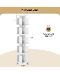 Slickblue 5-Tier Rotating Bookshelf 360degree(s) Display Rack with Dividers and Anti-falling