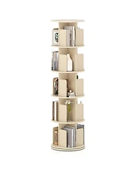 Slickblue 5-Tier Rotating Bookshelf 360degree(s) Display Rack with Dividers and Anti-falling