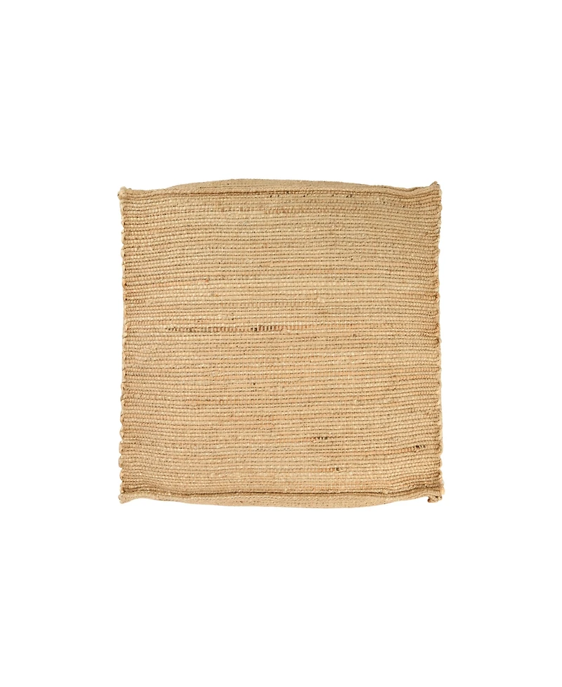 Storied Home Handwoven 24" Jute Pouf with Flanged Edges