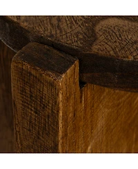 Storied Home 9" Paulownia Wood Round Accent Table