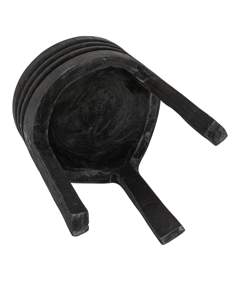 Storied Home 14" Paulownia Wood Carved Stool