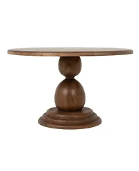 Storied Home 30" Mango Wood Round Bulbed Pedestal Coffee Table