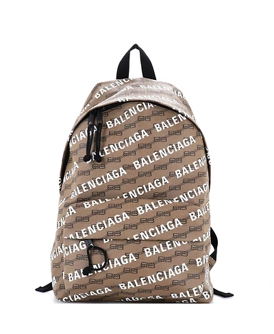 Pre-Owned Balenciaga Signature Backpack Bb Logo Coated Canvas