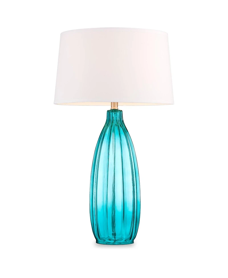 360 Lighting Coastal Table Lamps 30 Tall Set of 2 Fluted Blue Glass Drum Shade for Living Room Family Bedroom Bedside Nightstand