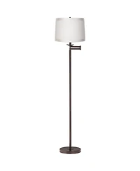 360 Lighting Modern Swing Arm Floor Lamp 60.5 Tall Self Trim Fabric Drum Shade for Living Room Reading Bedroom Office
